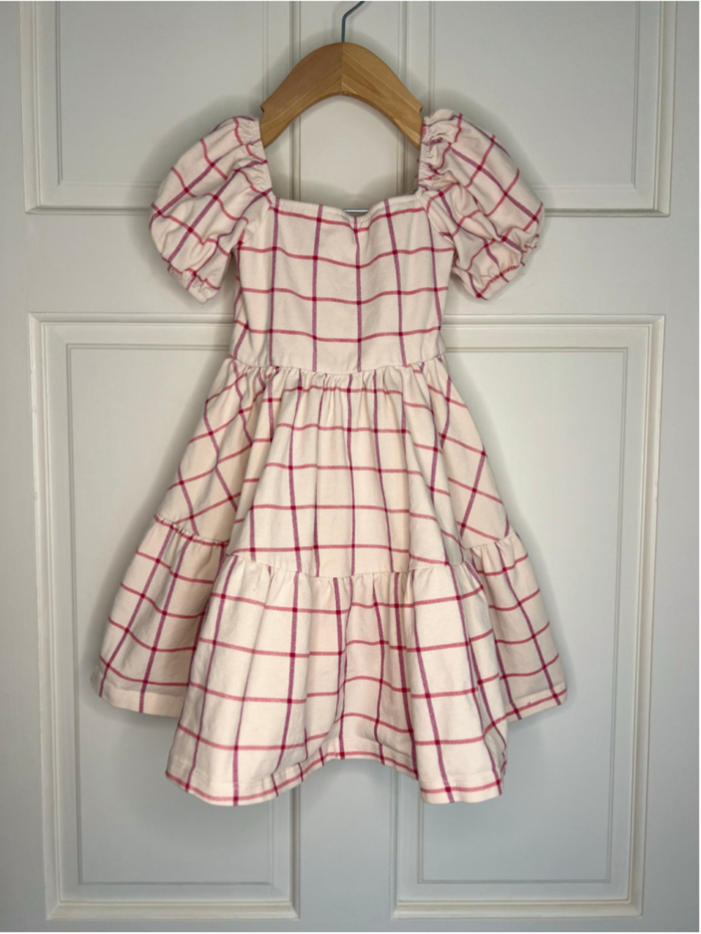 Alice and Ames Juliet Puff Sleeve Tiered Twirl Dress Pink Plaid 4T